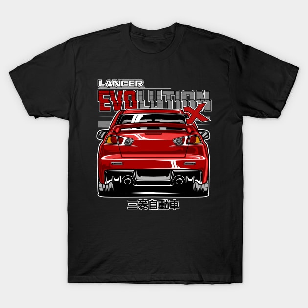 Red Lancer Evolution X T-Shirt by idrdesign